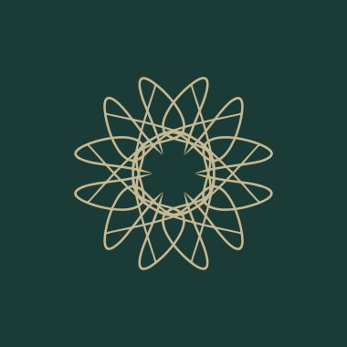 Soyut altın ve yeşil mandala logosu. Zarif ve lüks bir sembol için uygun.