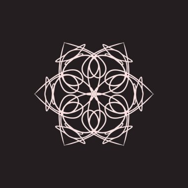 Soyut pembe ve koyu kahverengi mandala logosu. Zarif ve lüks bir sembol için uygun.