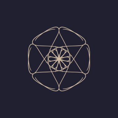 Soyut krem ve koyu kahverengi mandala logosu. Zarif ve lüks bir sembol için uygun.