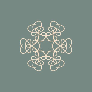 Soyut krem ve adaçayı yeşili mandala logosu. Zarif ve lüks bir sembol için uygun.