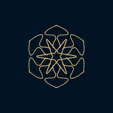 Soyut altın ve siyah mandala logosu. Zarif ve lüks bir sembol için uygun.