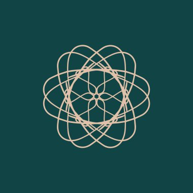 Soyut parlak kahverengi ve koyu yeşil mandala logosu. Zarif ve lüks bir sembol için uygun.