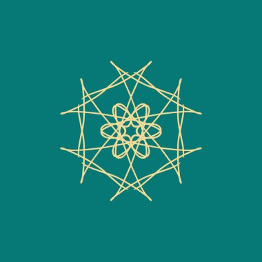 Soyut açık sarı ve yeşil mandala logosu. Zarif ve lüks bir sembol için uygun.
