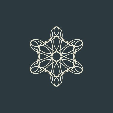 Soyut açık sarı ve koyu gri mandala logosu. Zarif ve lüks bir sembol için uygun.