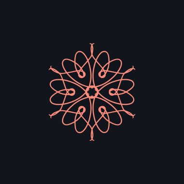 Soyut pembe ve siyah mandala logosu. Zarif ve lüks bir sembol için uygun.