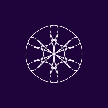 Soyut beyaz ve mor mandala logosu. Zarif ve lüks bir sembol için uygun.