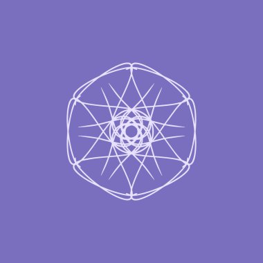 Soyut beyaz ve mor mandala logosu. Zarif ve lüks bir sembol için uygun.