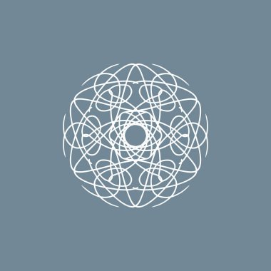Soyut beyaz ve gri mandala logosu. Zarif ve lüks bir sembol için uygun.