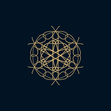 Soyut altın ve siyah mandala logosu. Zarif ve lüks bir sembol için uygun.