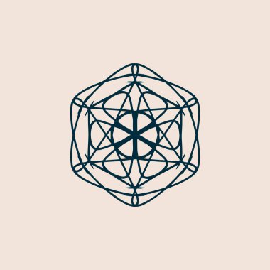 Soyut koyu yeşil ve krem rengi mandala logosu. Zarif ve lüks bir sembol için uygun.