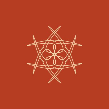 Soyut krem ve turuncu kahverengi mandala logosu. Zarif ve lüks bir sembol için uygun.