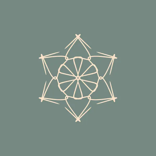 Abstraktní Smetana Šalvěj Zelené Květinové Mandala Logo Vhodný Pro Elegantní — Stockový vektor