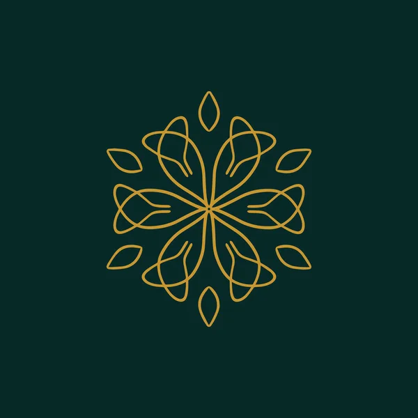 Abstraktní Žlutá Tmavě Zelená Květinová Mandala Logo Vhodný Pro Elegantní — Stockový vektor