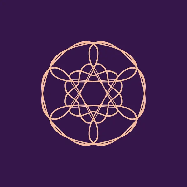 抽象的粉红色和深紫色的花曼陀罗标志 适用于典雅奢华的装饰符号 — 图库矢量图片