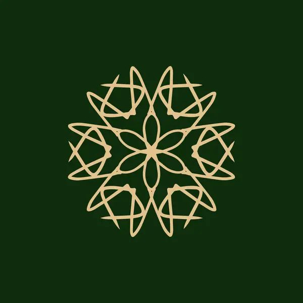 Abstract Goud Donkergroen Bloemen Mandala Logo Geschikt Voor Elegant Luxe — Stockvector