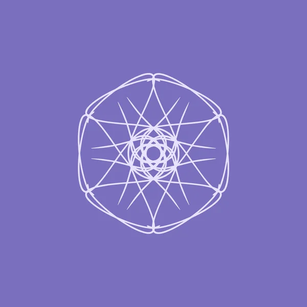抽象的白色和紫色花曼陀罗标志 适用于典雅奢华的装饰符号 — 图库矢量图片