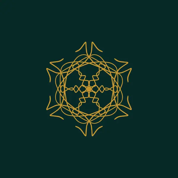 Soyut Sarı Koyu Yeşil Mandala Logosu Zarif Lüks Bir Sembol — Stok Vektör