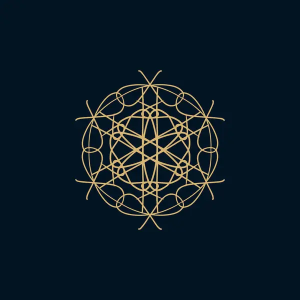 Logotipo Abstracto Mandala Floral Oro Negro Adecuado Para Símbolo Ornamental — Archivo Imágenes Vectoriales