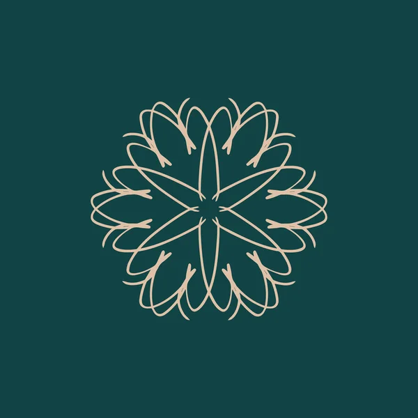Abstracto Color Marrón Brillante Verde Oscuro Logotipo Mandala Floral Adecuado — Archivo Imágenes Vectoriales