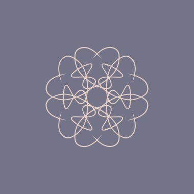 Soyut şeftali ve mor gri mandala logosu. Zarif ve lüks bir sembol için uygun.