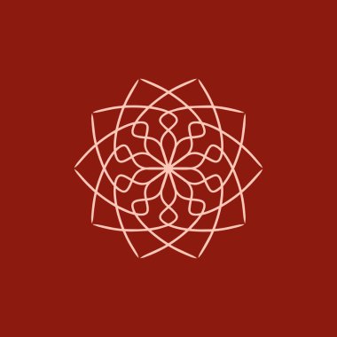 Soyut pembe ve kestane rengi mandala logosu. Zarif ve lüks bir sembol için uygun.