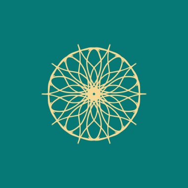 Soyut açık sarı ve yeşil mandala logosu. Zarif ve lüks bir sembol için uygun.