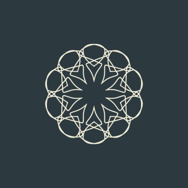 Soyut açık sarı ve koyu gri mandala logosu. Zarif ve lüks bir sembol için uygun.