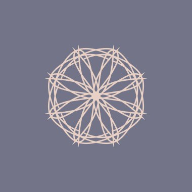 Soyut şeftali ve mor gri mandala logosu. Zarif ve lüks bir sembol için uygun.