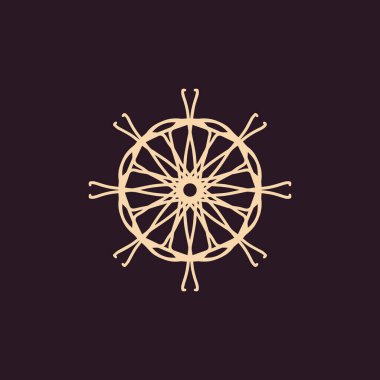 Soyut krem ve koyu mor kahverengi mandala logosu. Zarif ve lüks bir sembol için uygun.