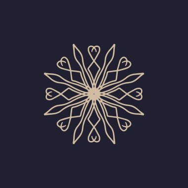 Soyut krem ve koyu kahverengi mandala logosu. Zarif ve lüks bir sembol için uygun.
