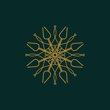 Soyut sarı ve koyu yeşil mandala logosu. Zarif ve lüks bir sembol için uygun.