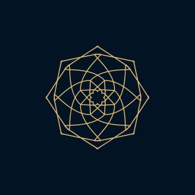 Soyut altın ve siyah mandala logosu. Zarif ve lüks bir sembol için uygun.