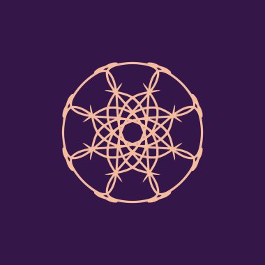 Soyut pembe ve koyu mor mandala logosu. Zarif ve lüks bir sembol için uygun.