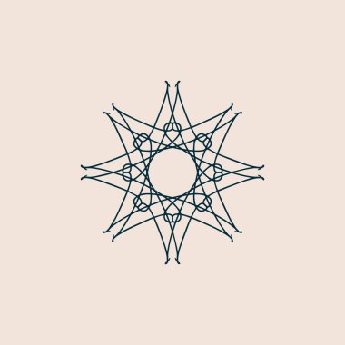 Soyut koyu yeşil ve krem rengi mandala logosu. Zarif ve lüks bir sembol için uygun.