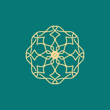Soyut açık sarı ve yeşil mandala logosu. Zarif ve lüks bir sembol için uygun.