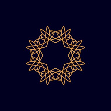 Soyut kahverengi ve koyu mavi mandala logosu. Zarif ve lüks bir sembol için uygun.