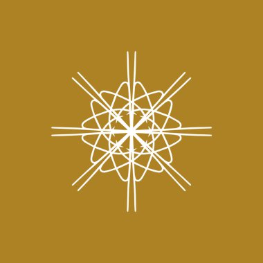 Soyut beyaz ve altın rengi mor mandala logosu. Zarif ve lüks bir sembol için uygun.