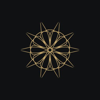 Soyut altın ve koyu kahverengi mandala logosu. Zarif ve lüks bir sembol için uygun.