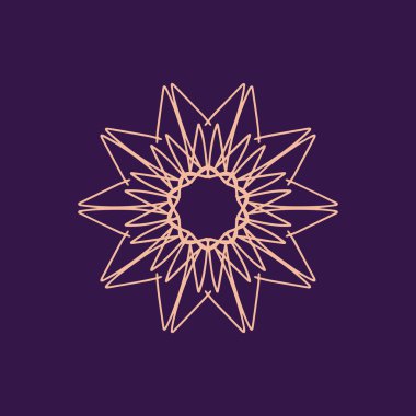 Soyut pembe ve koyu mor mandala logosu. Zarif ve lüks bir sembol için uygun.