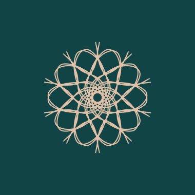 Soyut parlak kahverengi ve koyu yeşil mandala logosu. Zarif ve lüks bir sembol için uygun.