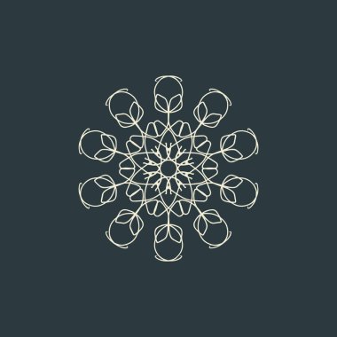 Soyut açık sarı ve koyu gri mandala logosu. Zarif ve lüks bir sembol için uygun.