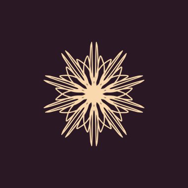 Soyut krem ve koyu mor kahverengi mandala logosu. Zarif ve lüks bir sembol için uygun.