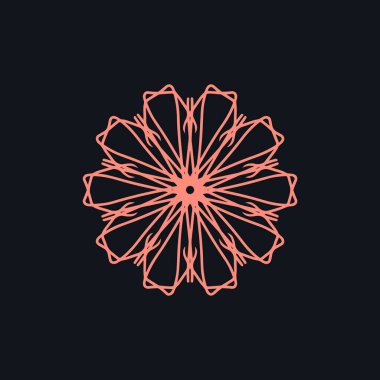 Soyut pembe ve siyah mandala logosu. Zarif ve lüks bir sembol için uygun.