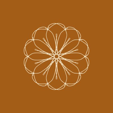 Soyut krem ve çikolata rengi kahverengi mandala logosu. Zarif ve lüks bir sembol için uygun.