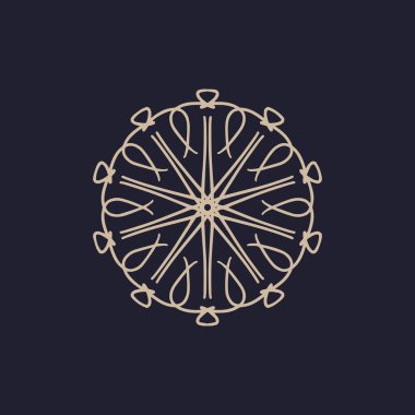 Soyut krem ve koyu kahverengi mandala logosu. Zarif ve lüks bir sembol için uygun.