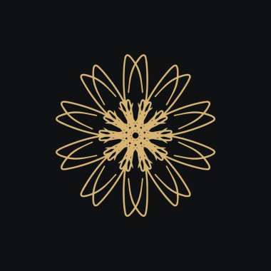 Soyut altın ve koyu kahverengi mandala logosu. Zarif ve lüks bir sembol için uygun.