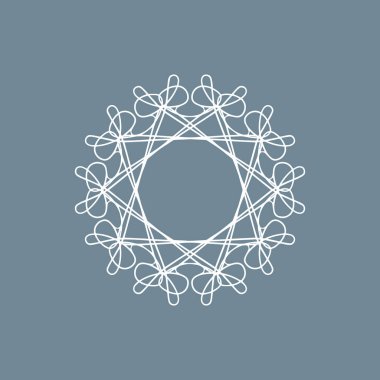 Soyut beyaz ve gri mandala logosu. Zarif ve lüks bir sembol için uygun.