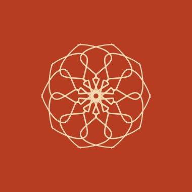 Soyut krem ve turuncu kahverengi mandala logosu. Zarif ve lüks bir sembol için uygun.