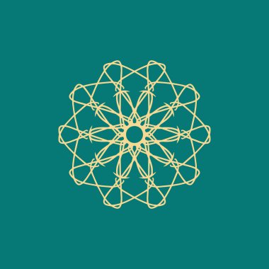 Soyut açık sarı ve yeşil mandala logosu. Zarif ve lüks bir sembol için uygun.