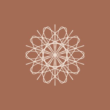 Soyut krem ve kahverengi mandala logosu. Zarif ve lüks bir sembol için uygun.